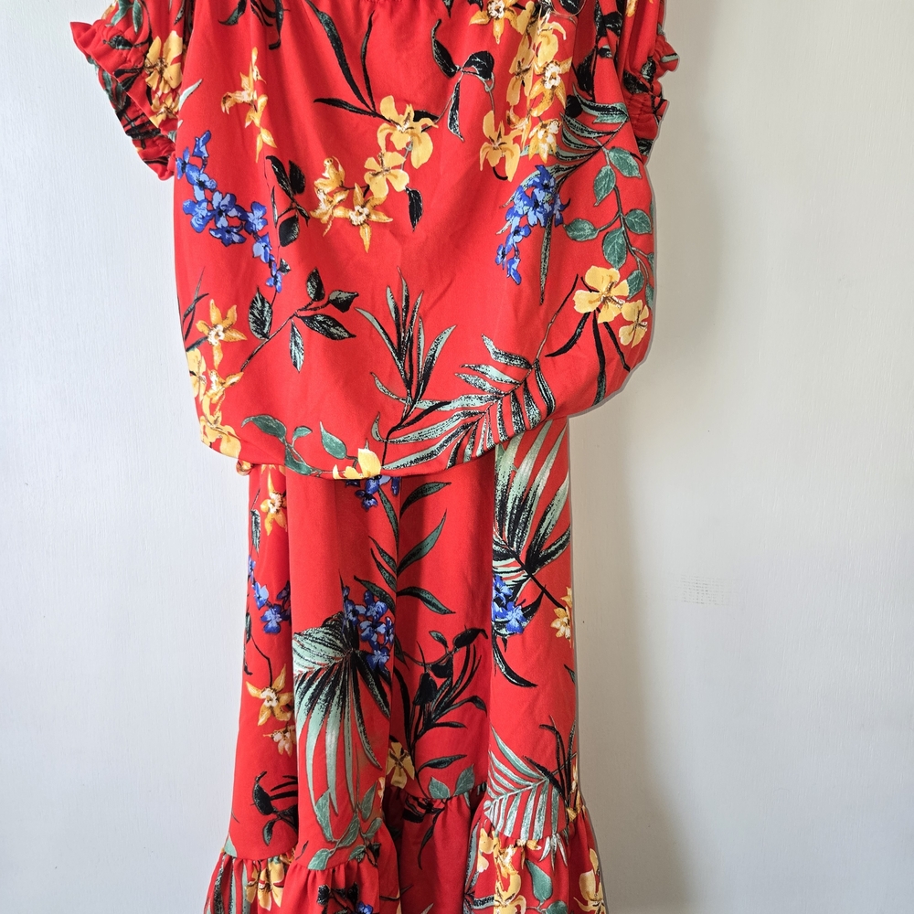 Beautees Red Floral Kids Casual Dress